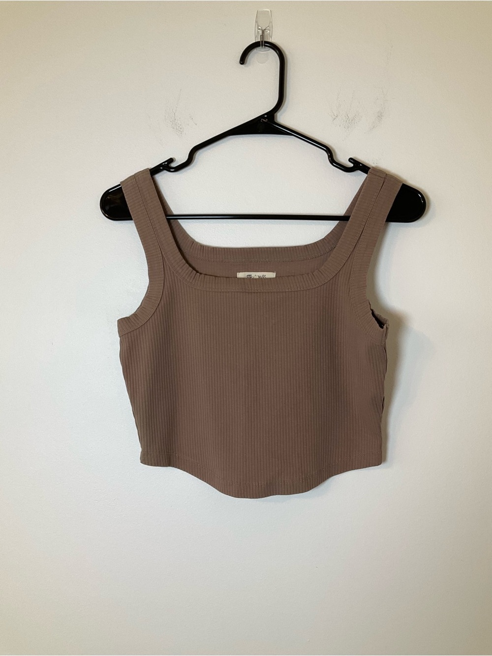 Madewell Ribbed Cropped Tank Top Taupe Brown Size Medium